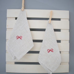 Servilleta lino bordado moño x4