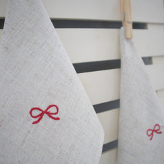 Servilleta lino bordado moño x4